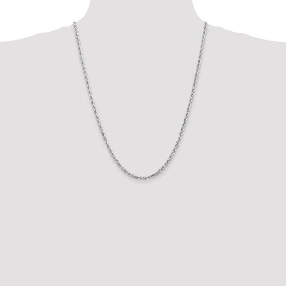 3.3mm, 14k White Gold D/C Quadruple Rope Chain Necklace, 24 Inch - Picture 2 of 8